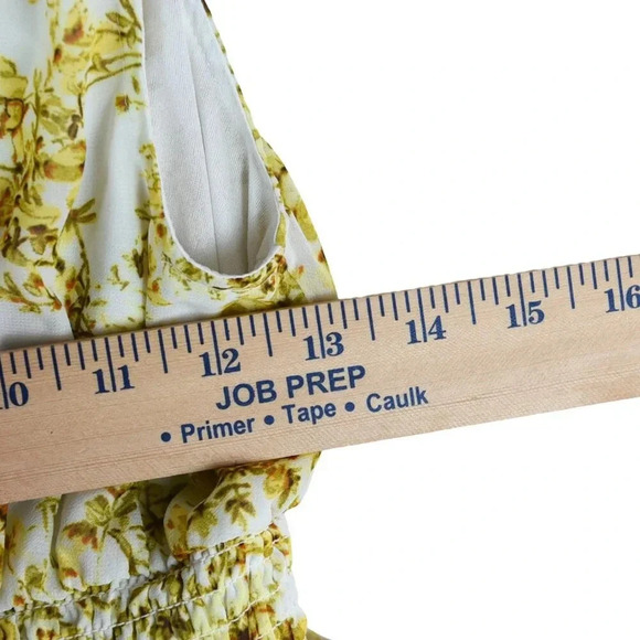 H&M || Multi Tiered Chiffon Flowy Dress Yellow Wildflowers Size 6 Prairie - Picture 6 of 9